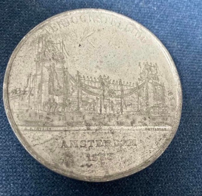 Zilveren Herinneringspenning Koloniale Tentoonstelling 1883, Ophalen of Verzenden, Zilver, Nederland