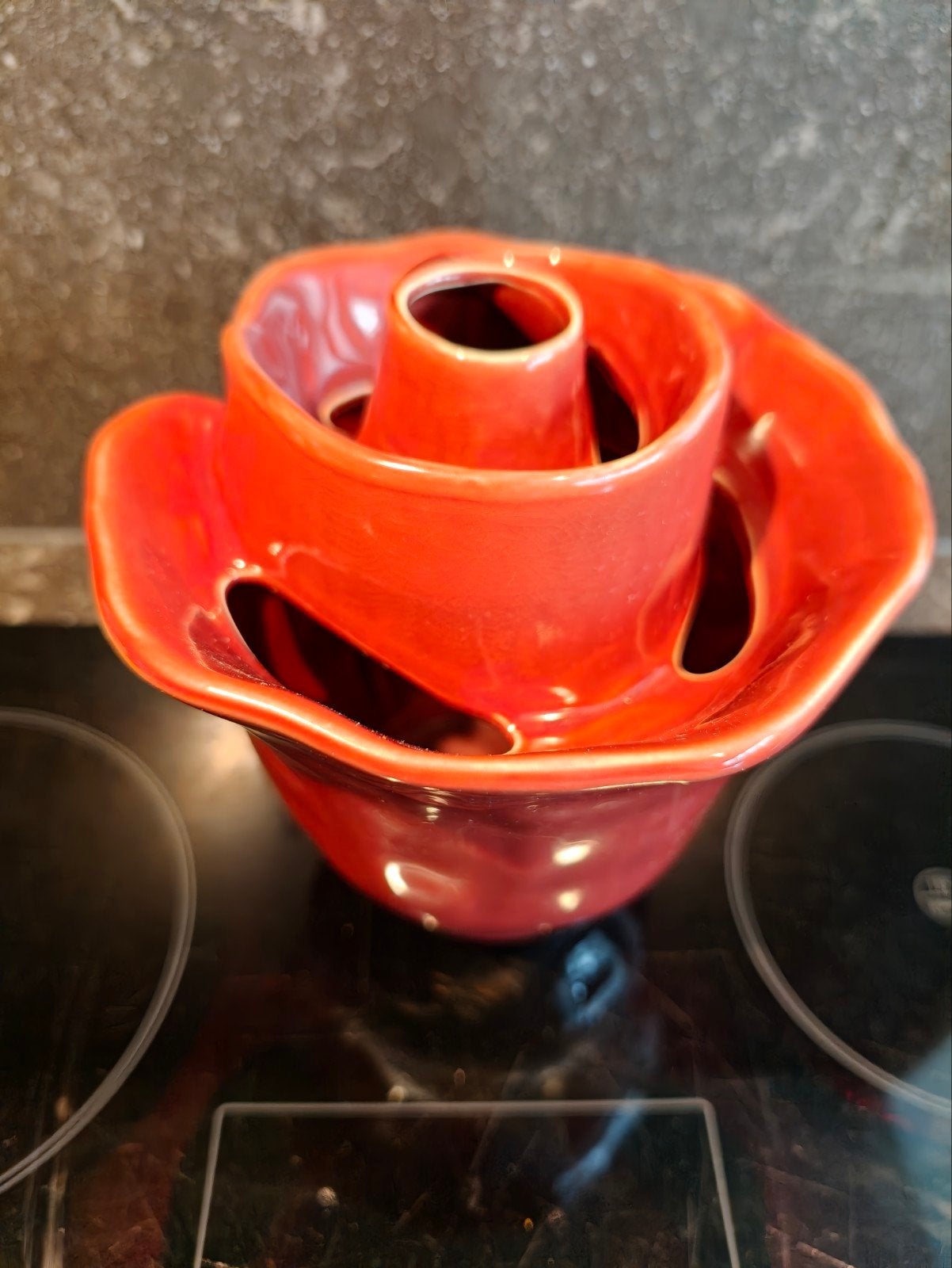 Des Pots rozenvaas - Lichtrood Keramiek, Ophalen of Verzenden