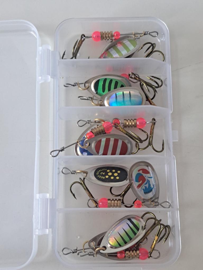 10-delige Spinner Set voor Roofvis met Opbergdoos, Watersport en Boten, Ophalen of Verzenden, Nieuw, Complete set