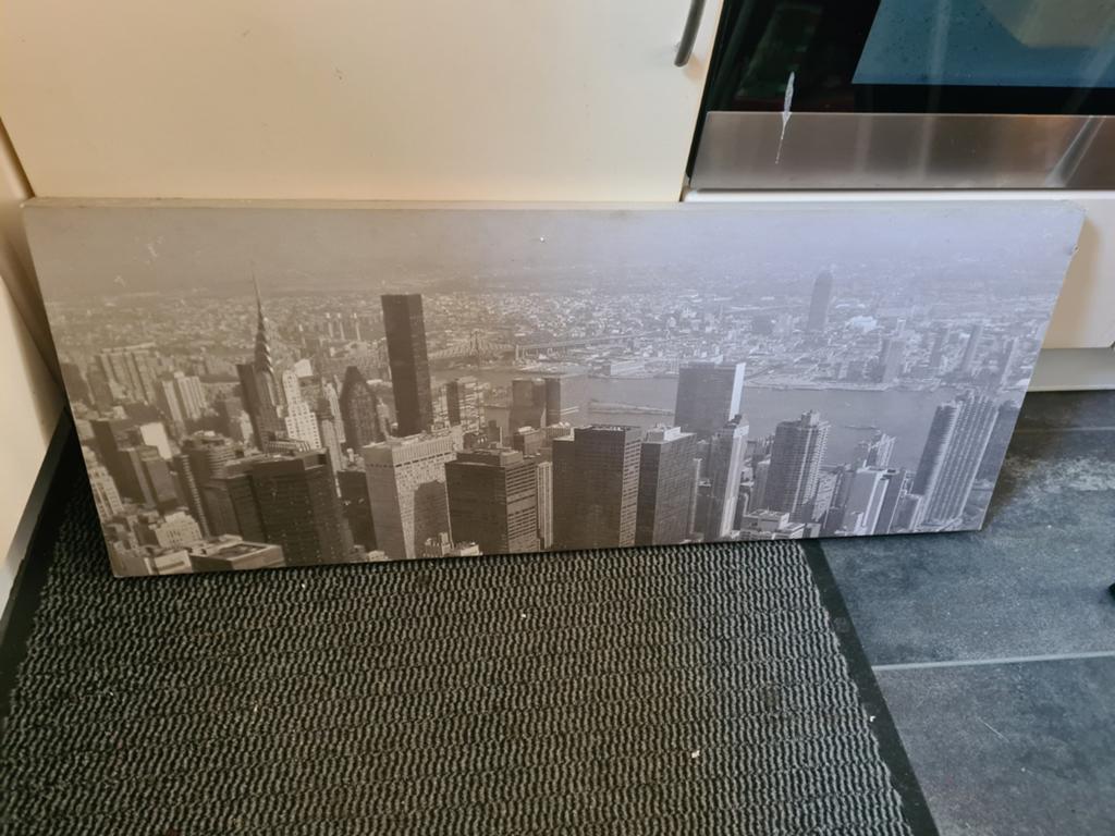 New York City Skyline Canvas Schilderij, Gebruikt, Ophalen of Verzenden, Schilderij, 75 tot 100 cm