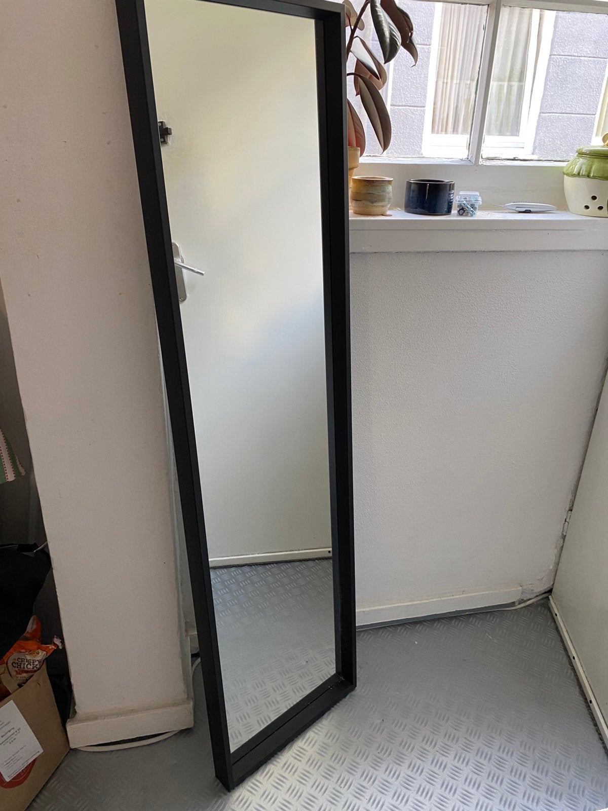 Zwart IKEA Spiegel / Black IKEA mirror, Ophalen, Minder dan 50 cm, Zo goed als nieuw, Minder dan 100 cm