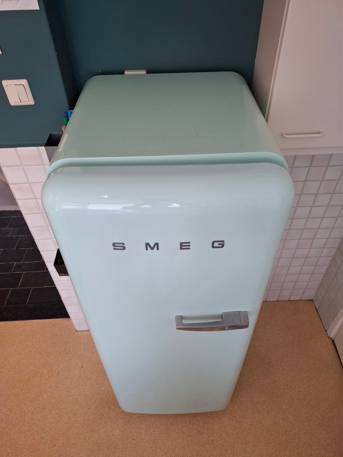 Smeg Koelkast met vriesvak - Mintgroen, 150 tot 200 liter, 60 cm of meer, Ophalen of Verzenden, Zo goed als nieuw