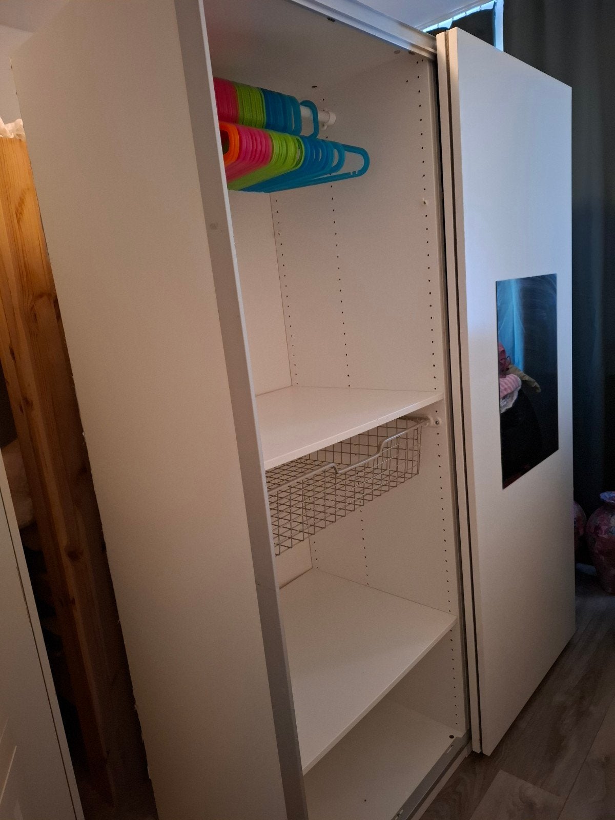 Witte IKEA Pax kast met schuifdeuren en spiegel, Ophalen, Gebruikt, 50 tot 75 cm, 200 cm of meer