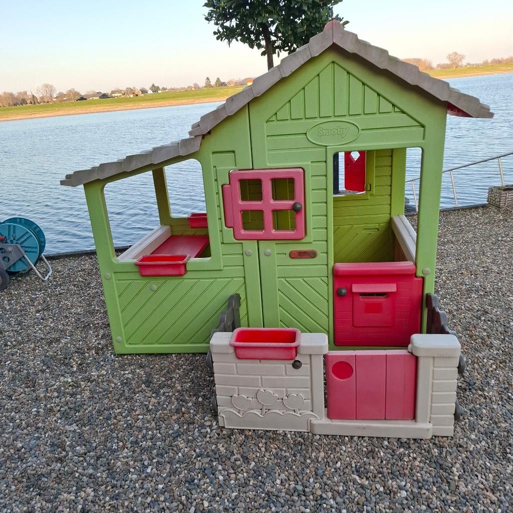 Smoby speelhuis met tuinhek, Ophalen, Gebruikt, Kunststof