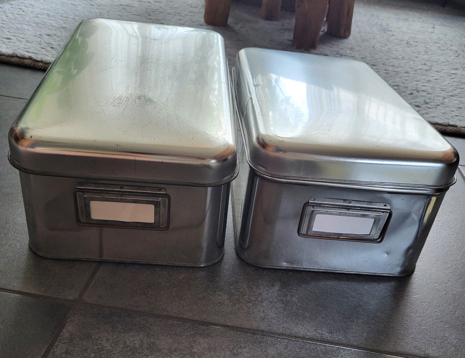 2x Metalen Opbergdozen - 36x21x14 cm, Doe-het-zelf en Verbouw, Kratten en Dozen, Ophalen, Minder dan 40 cm, Minder dan 35 cm