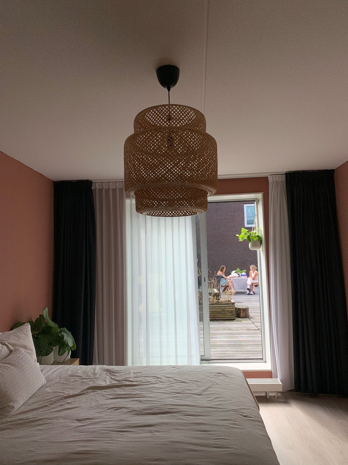 IKEA Sinnerlig bamboe hanglamp, handgemaakt, 50 cm, Ophalen, Zo goed als nieuw, Natuurlijk materiaal, E27 (groot)