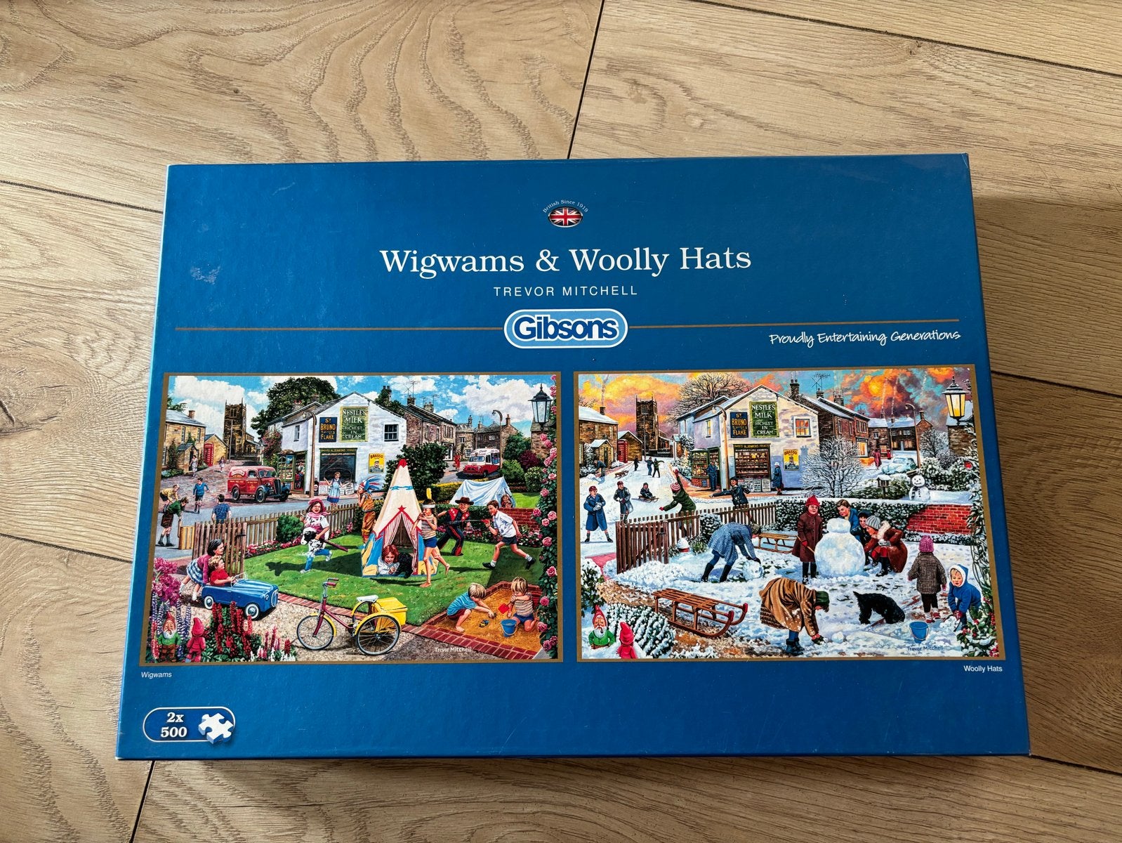 Gibsons Puzzel Wigwams & Woolly Hats 2x500 stukjes, Hobby en Vrije tijd, Denksport en Puzzels, Ophalen of Verzenden, 500 t/m 1500 stukjes
