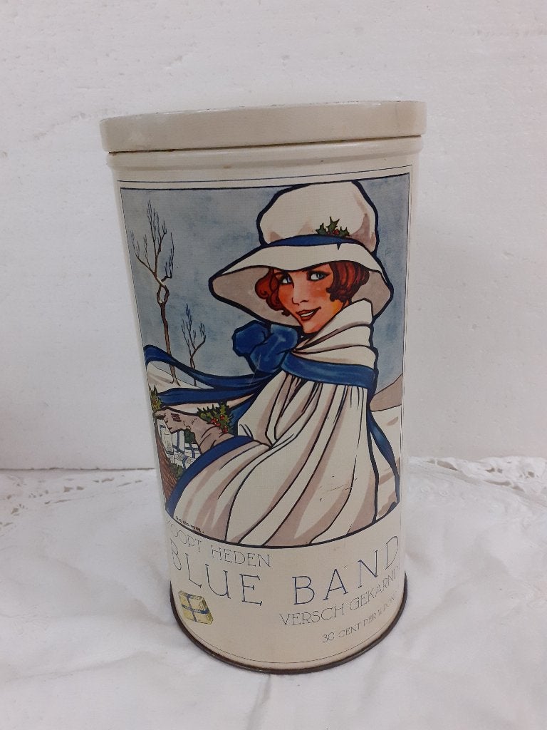 Blue Band - Mooie vintage beschuitbus - Rie Cramer tekening, Verzamelen, Blikken, Ophalen of Verzenden, Zo goed als nieuw, Beschuit