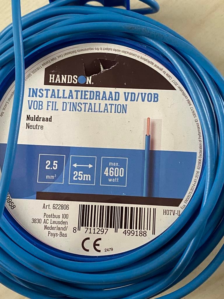 Elektriciteitsdraad , nieuw, Doe-het-zelf en Verbouw, Elektra en Kabels, Ophalen, Nieuw, Kabel of Snoer