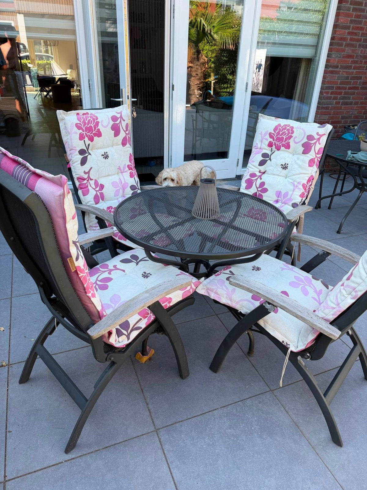 Hartman Da Vinci tuinset: 4 stoelen, tafel (90cm Kettler), Ophalen, Gebruikt, Metaal