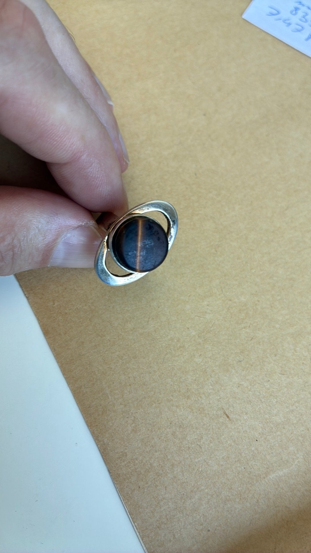 835 zilver ring 18 mm met tijgeroog, 18 tot 19, Gebruikt, Ophalen of Verzenden, Dame