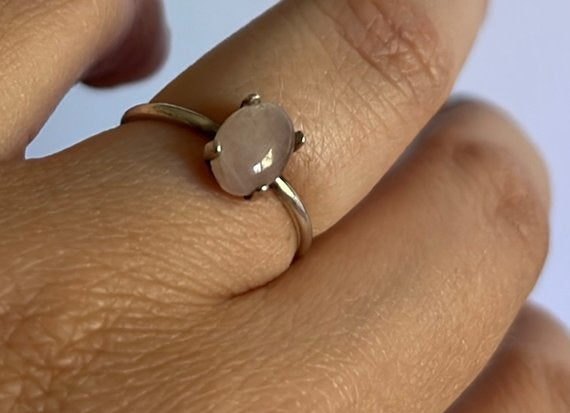 Rose quartz ring, Ophalen of Verzenden, Roze, Dame, Zilver