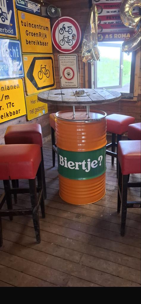 Supergave vaten voor statafel oranje groen olievat, Ophalen, ., Zo goed als nieuw, .