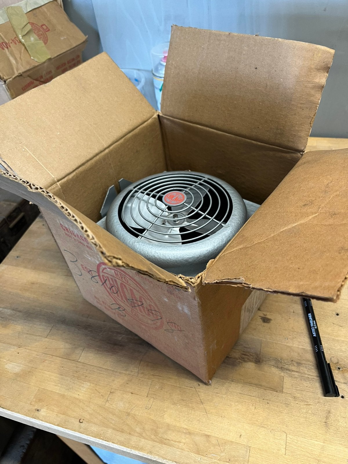 Vintage Chicago Ventilator in doos, Antiek en Kunst, Ophalen of Verzenden