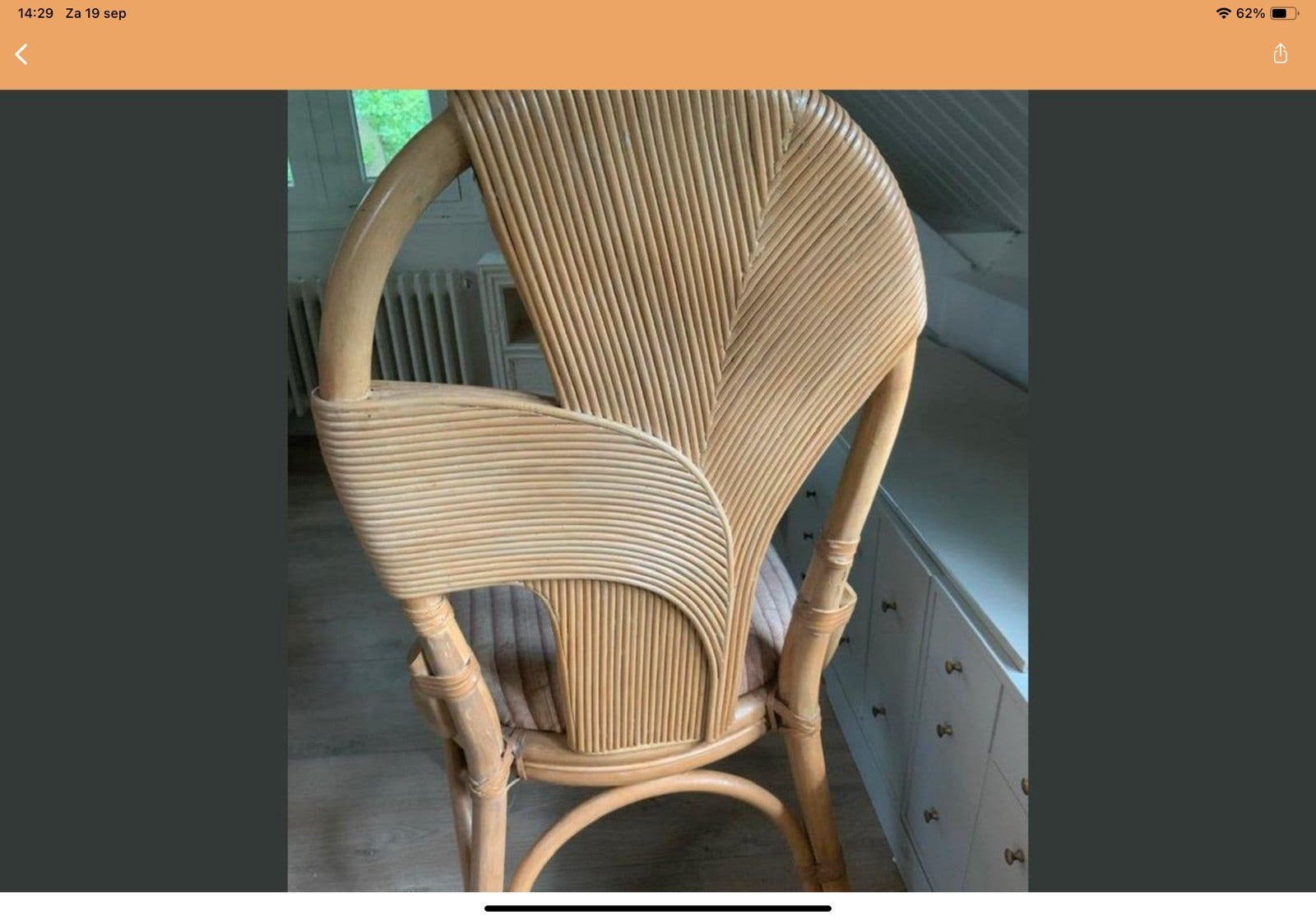 Jaren 70 “pencil reed” stoelen  rotan desgn, Ophalen of Verzenden, Zo goed als nieuw, Rotan