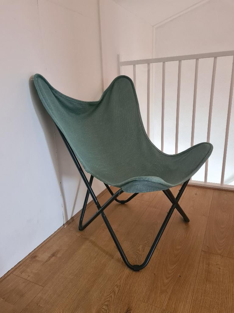 Vlinderstoel blauw, Ophalen, Blauw, Zo goed als nieuw, Eén