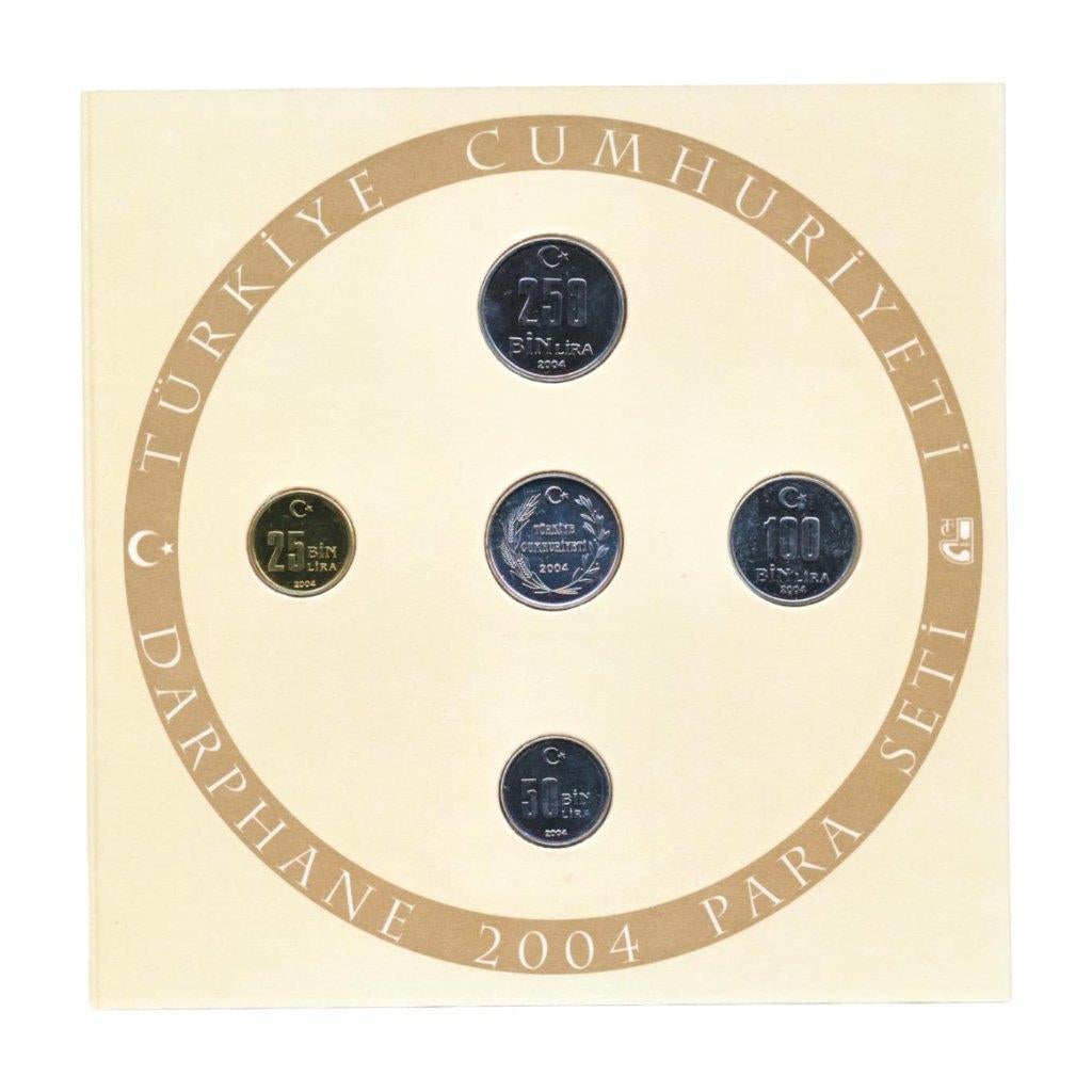 Turkije muntset Lira 2004 in kartonnen omslag, Ophalen of Verzenden, Overige landen, Setje, Zilver