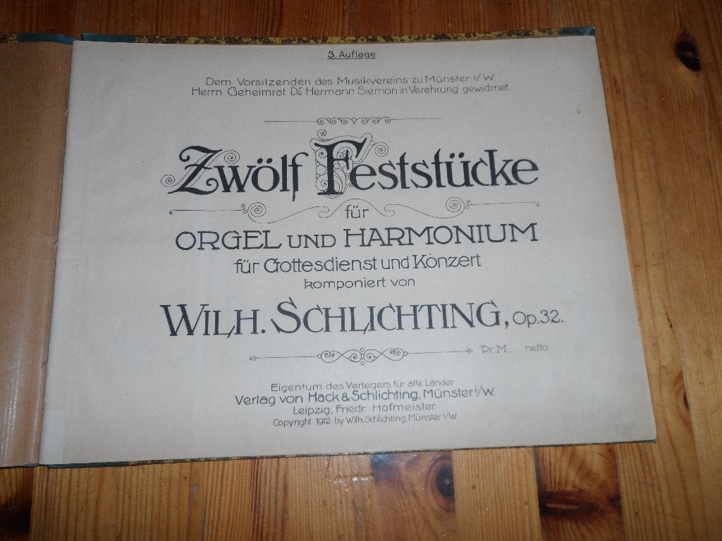 W. Schlichting - zwolf feststucke orgel, Orgel, Gebruikt, Klassiek, Ophalen of Verzenden
