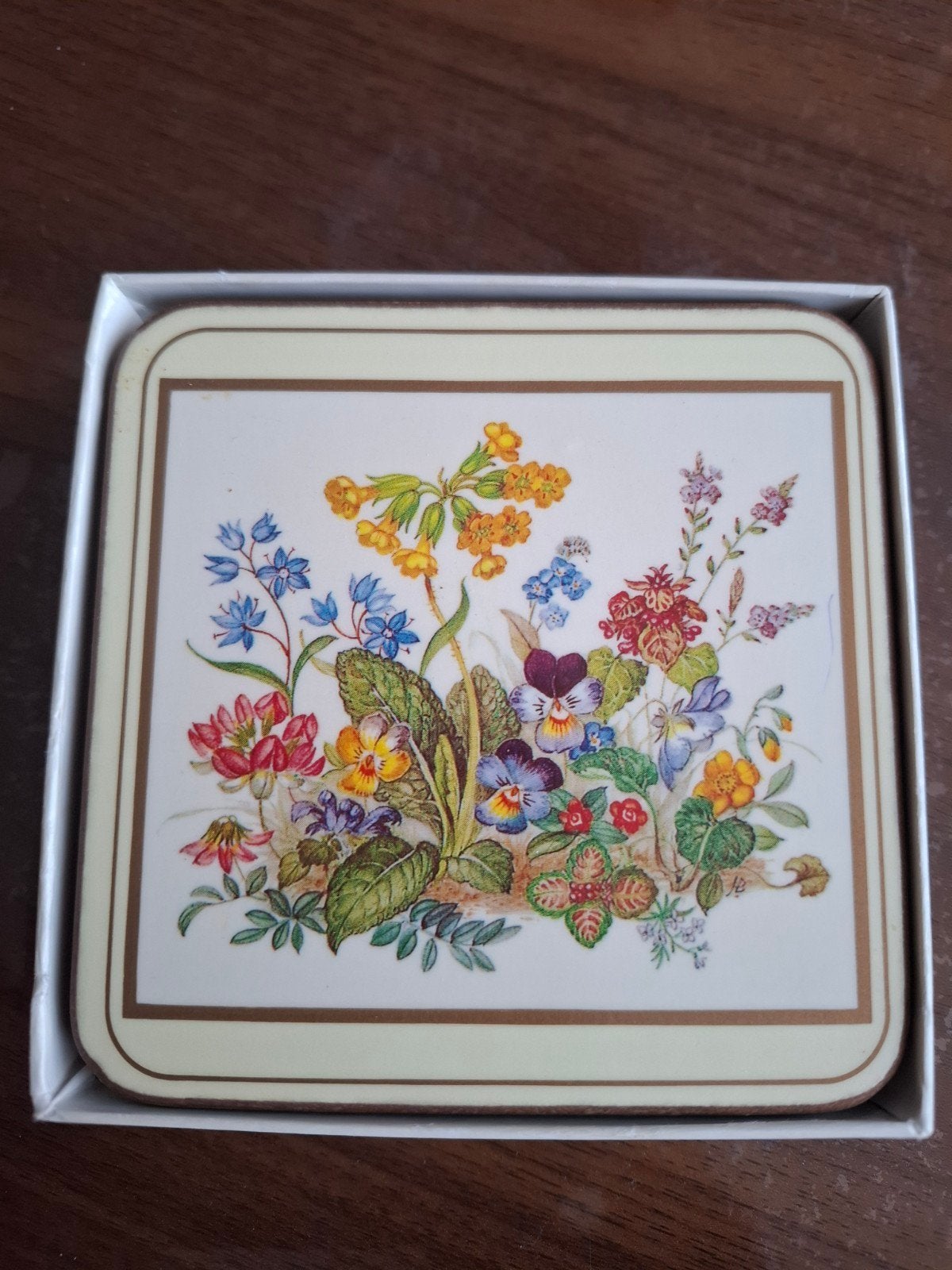 Pimpernel onderzetters met bloemmotief - set van 6, Huis en Inrichting, Kurk, Glasonderzetter, Meerkleurig, Ophalen of Verzenden