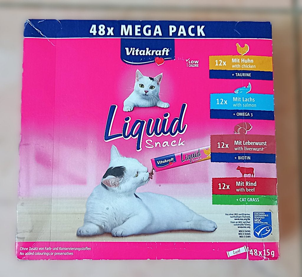 Vitakraft Liquid Snack Mega Pack – 48x15 g – Kat, Ophalen of Verzenden, Kat