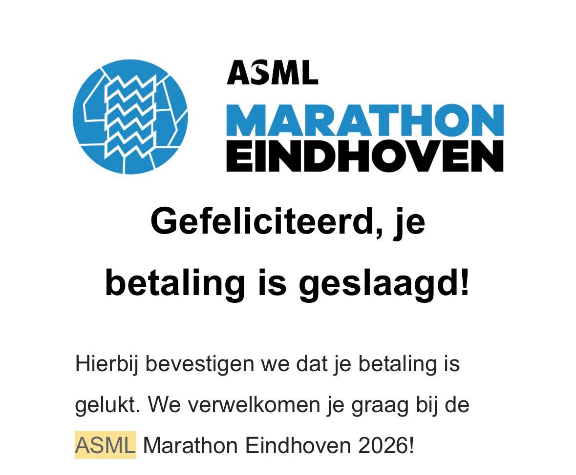 1 ticket hele marathon 1 ticket halve marathon ASML EHV, Eén persoon, Overige soorten