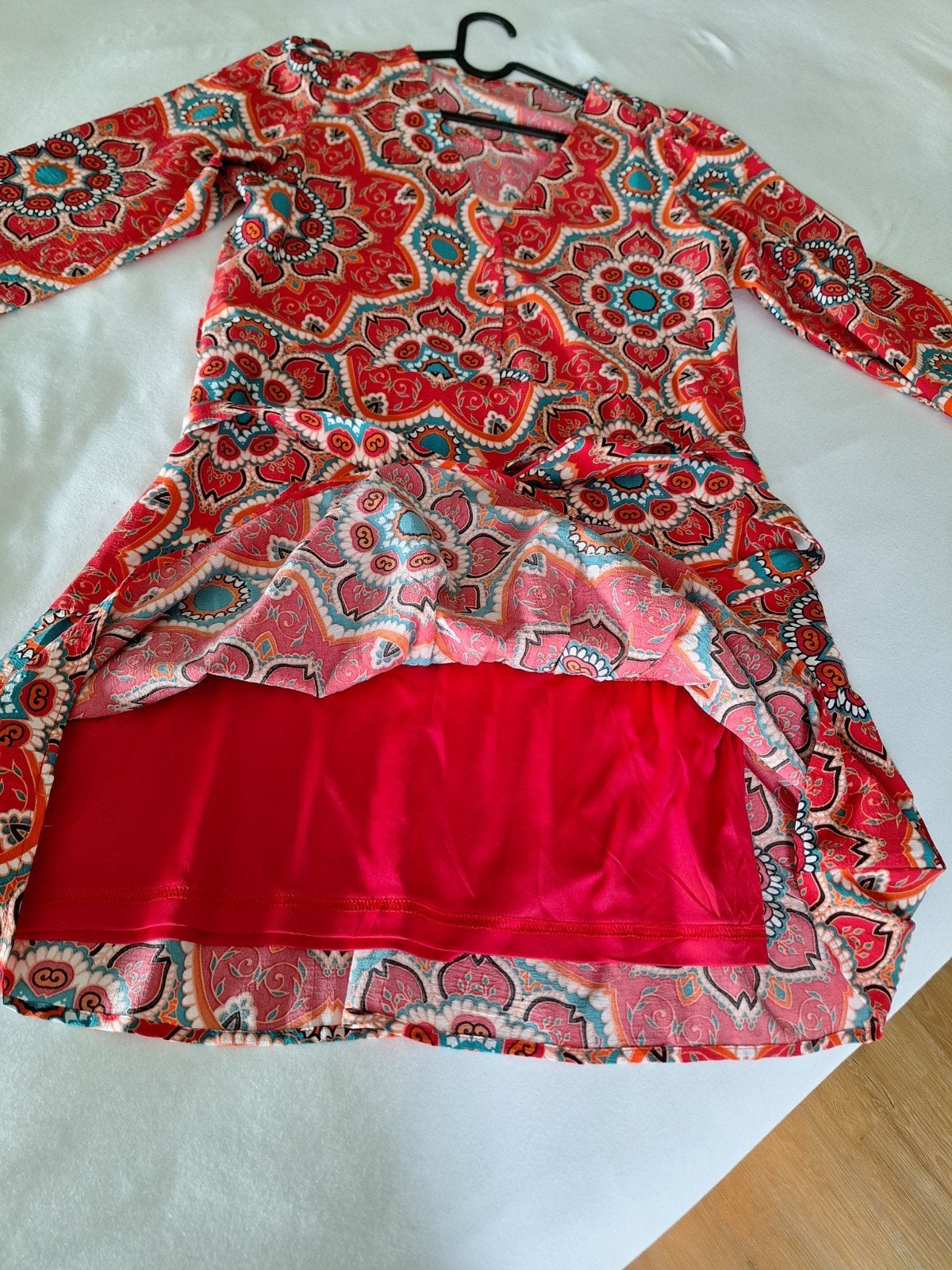 Multicolor Mell jurk met paisley print - Maat S/M, Boven de knie, Rood, Ophalen, Maat 38/40 (M)