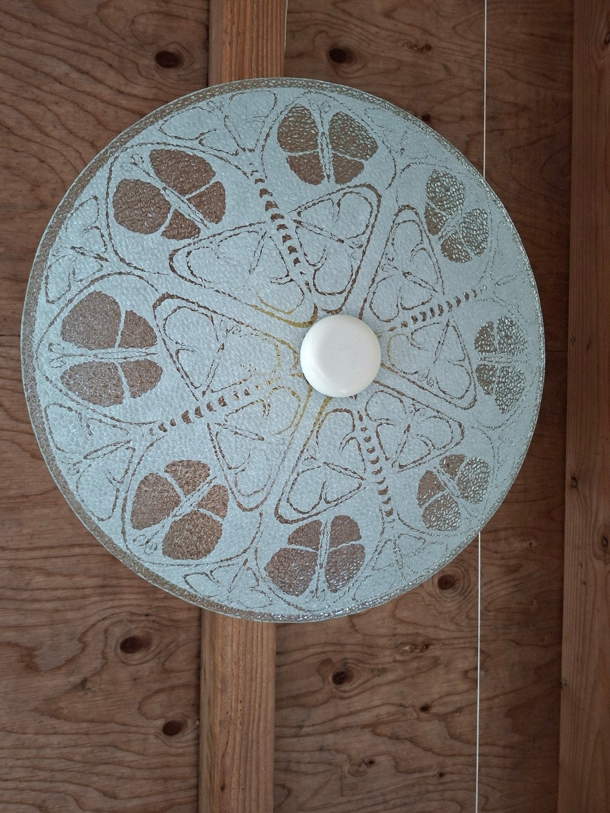 Vintage retro plafonniere plafondlamp wandlamp glas jaren 60, Ophalen, 50 cm, E27 (groot), Glas