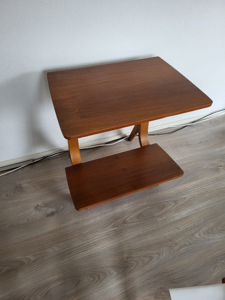 houten leestafel met 2 verdiepingen, Ophalen, Gebruikt, Bruin, Vintage