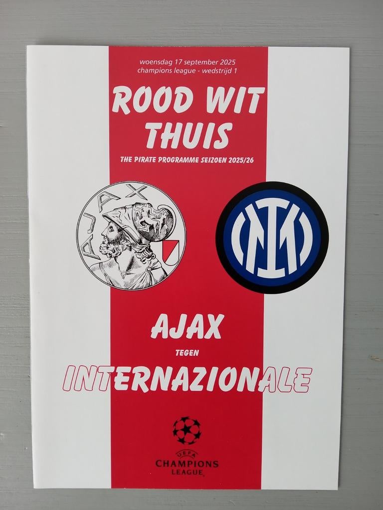 Pirate progr Ajax - Internationale Milan 2025/26 CL, Verzamelen, Ophalen of Verzenden, Zo goed als nieuw, Ajax