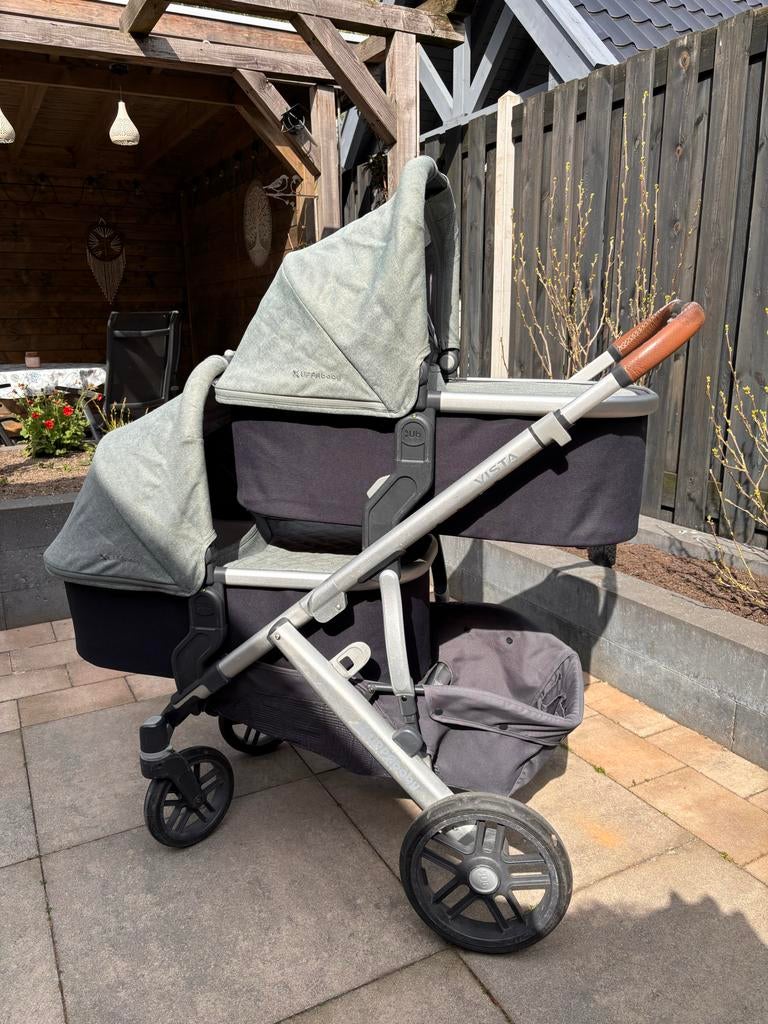 UPPAbaby VISTA V2 dubbele kinderwagen helemaal compleet!, Gebruikt, Duowagen, Combiwagen, Ophalen