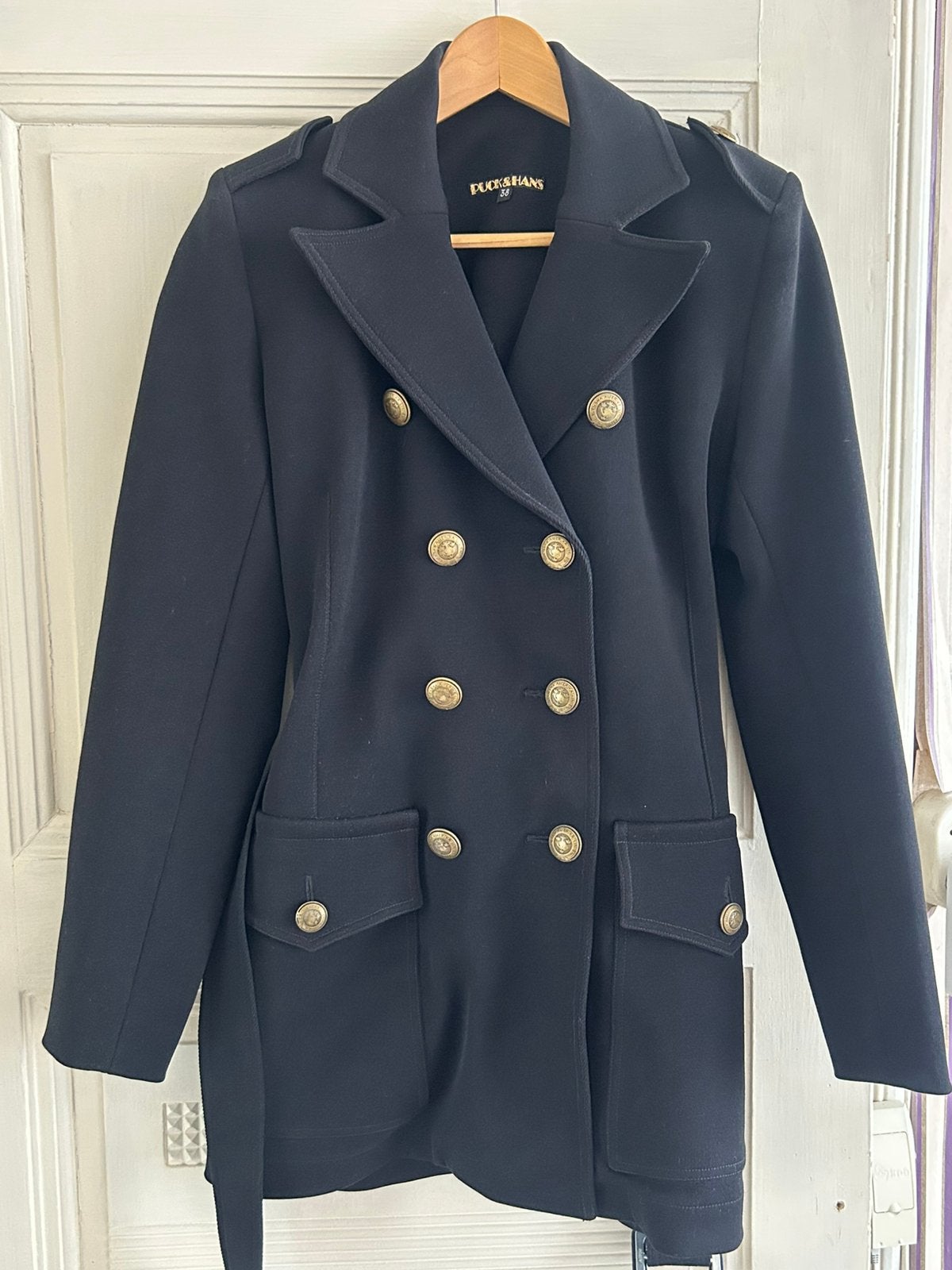 Zwarte coat Puck&Hans, Ophalen of Verzenden, Zo goed als nieuw, Maat 36 (S), Zwart