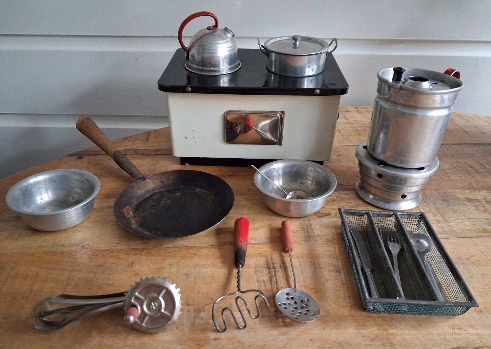 Antiek kinderfornuisje  '50 / '60 esbitbrander + accessoires, Ophalen of Verzenden