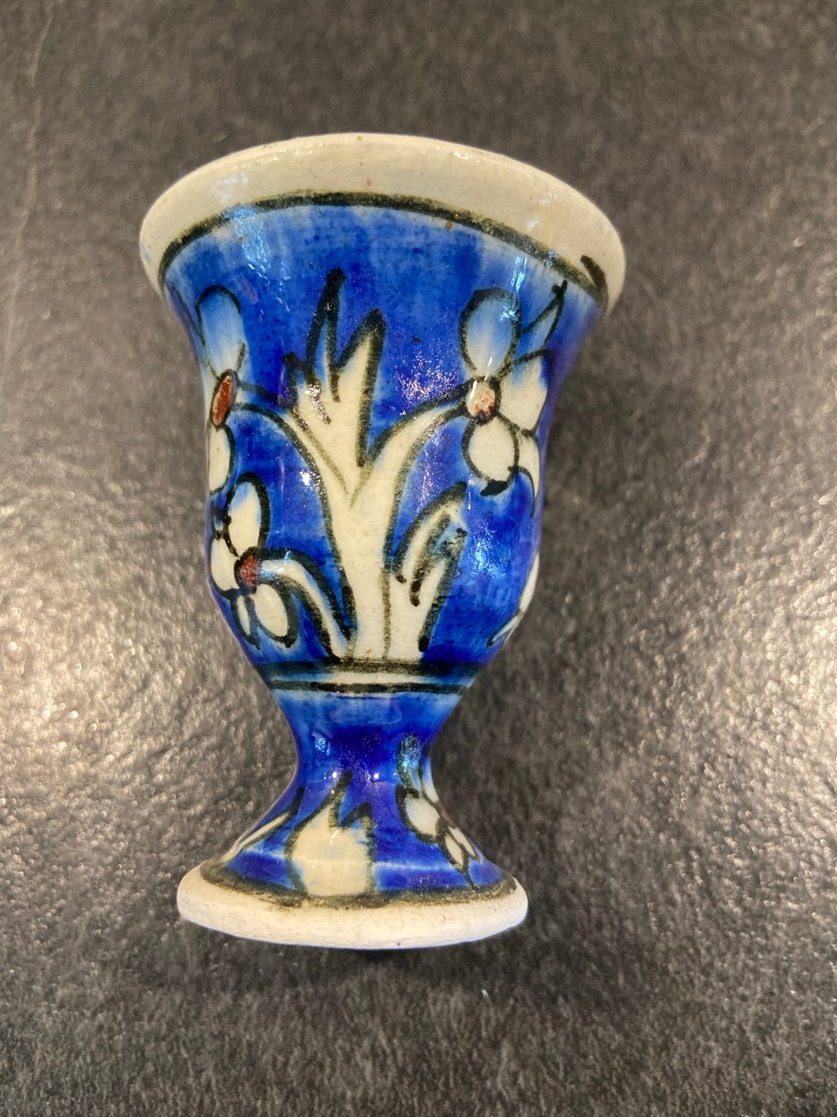 Decoratief eierdopje met blauw bloemmotief, Ophalen of Verzenden