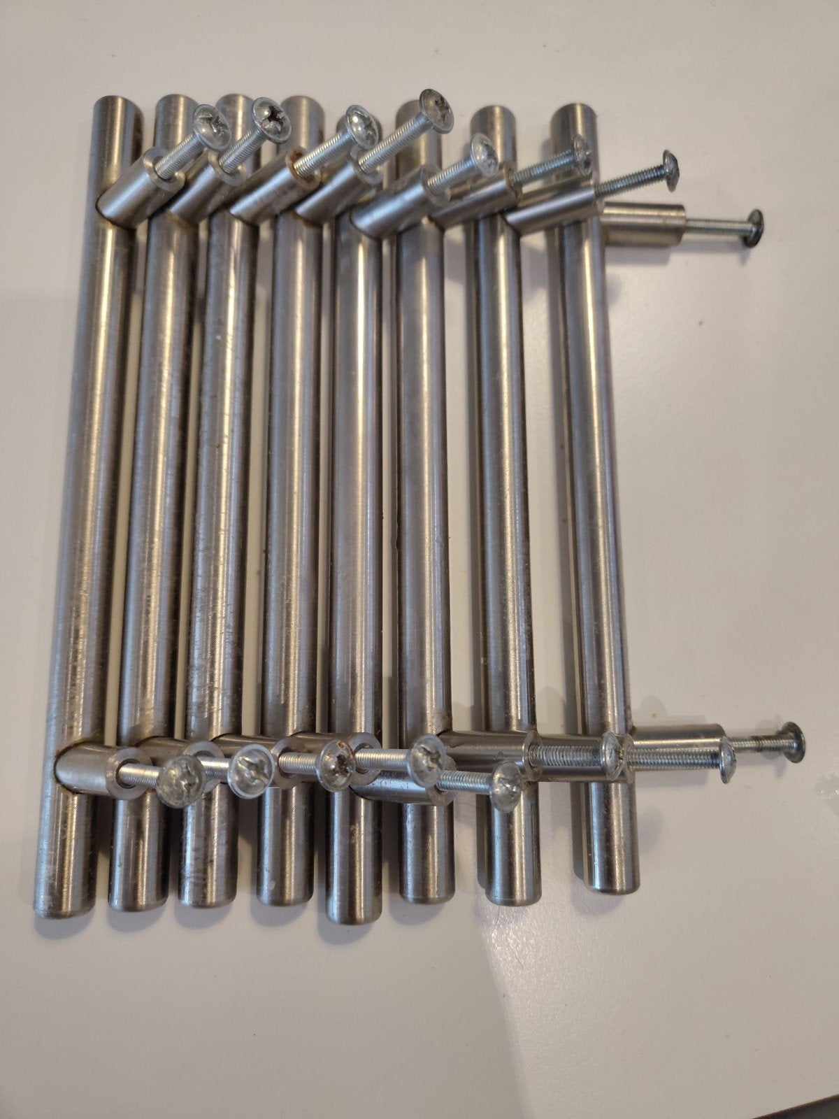 Set van 8 Ikea RVS deurgrepen/kastgrepen, Ophalen of Verzenden, Gebruikt, Rvs, Klink of Kruk