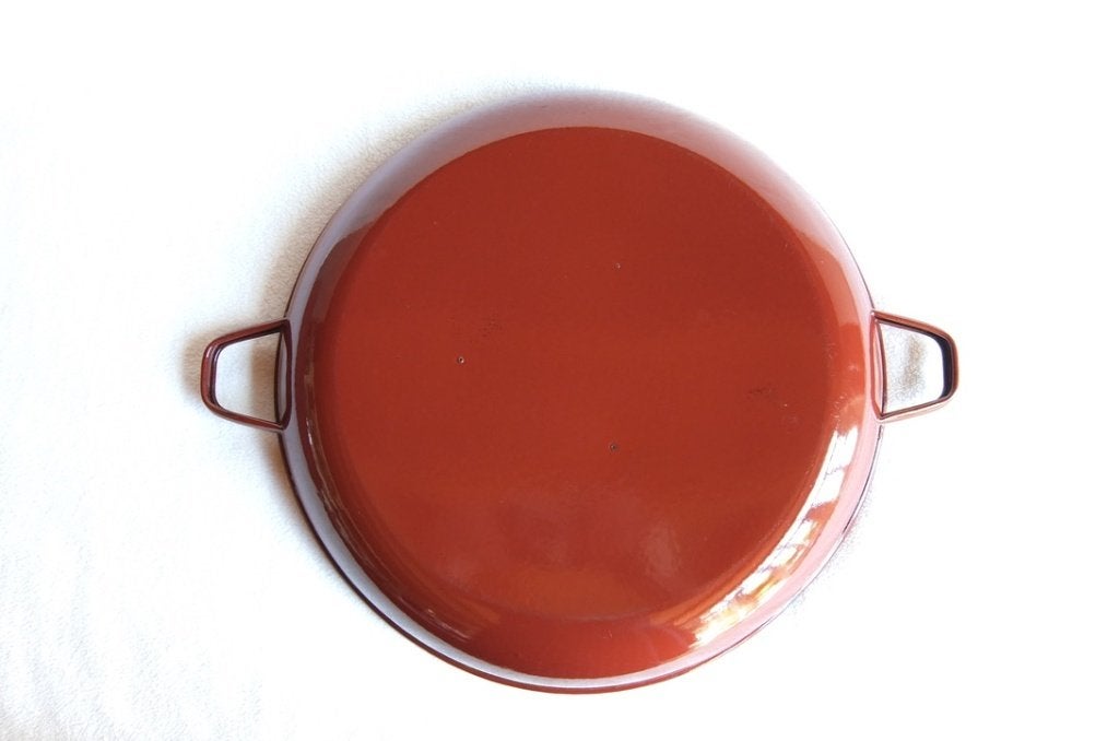 Emaille keukenset bruin fifties o.a. unieke paella pan, Ophalen of Verzenden