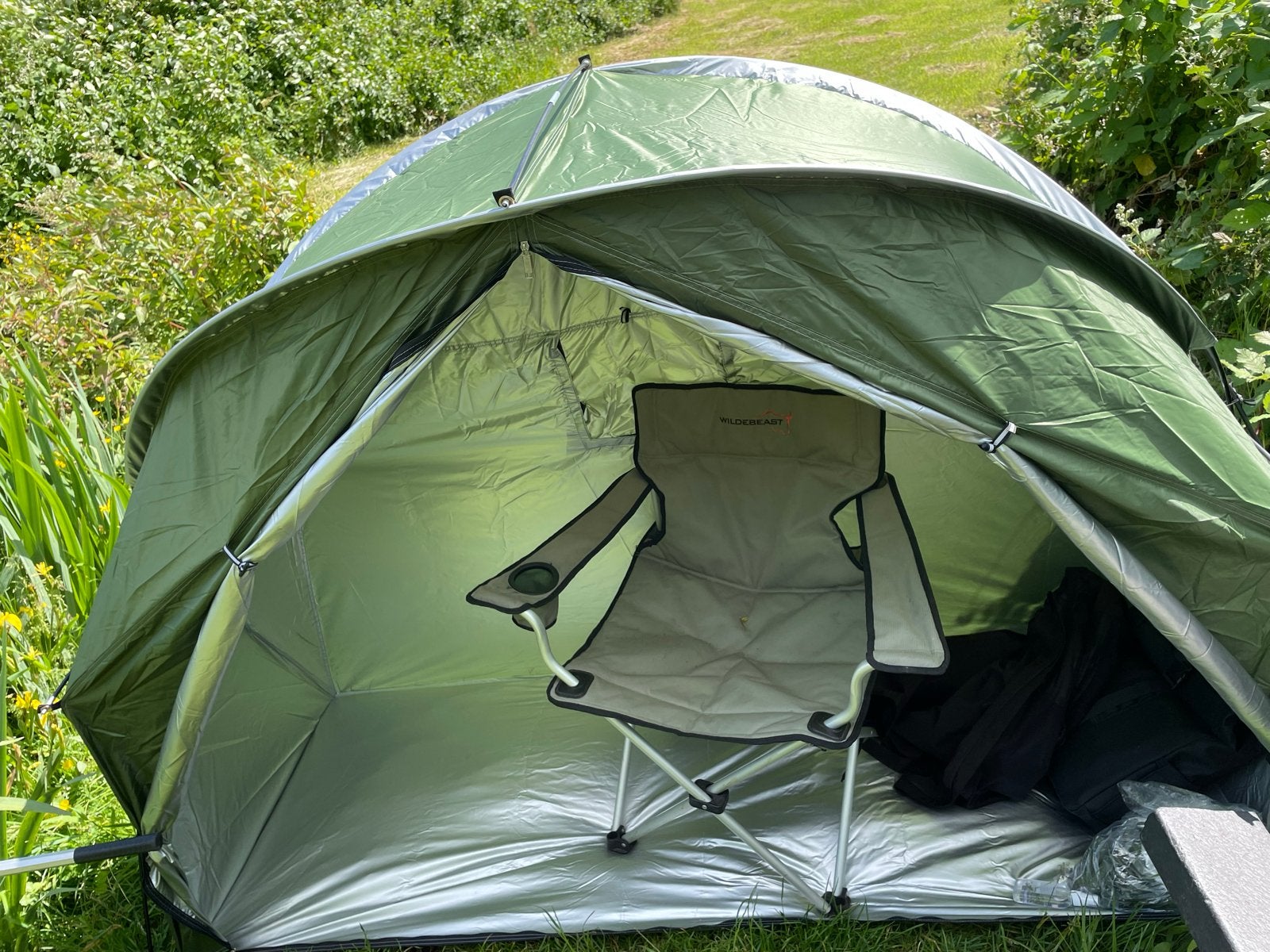 Groene visparaplu/tent - Ideaal voor vissen, Ophalen of Verzenden, Gebruikt, Tot en met 2
