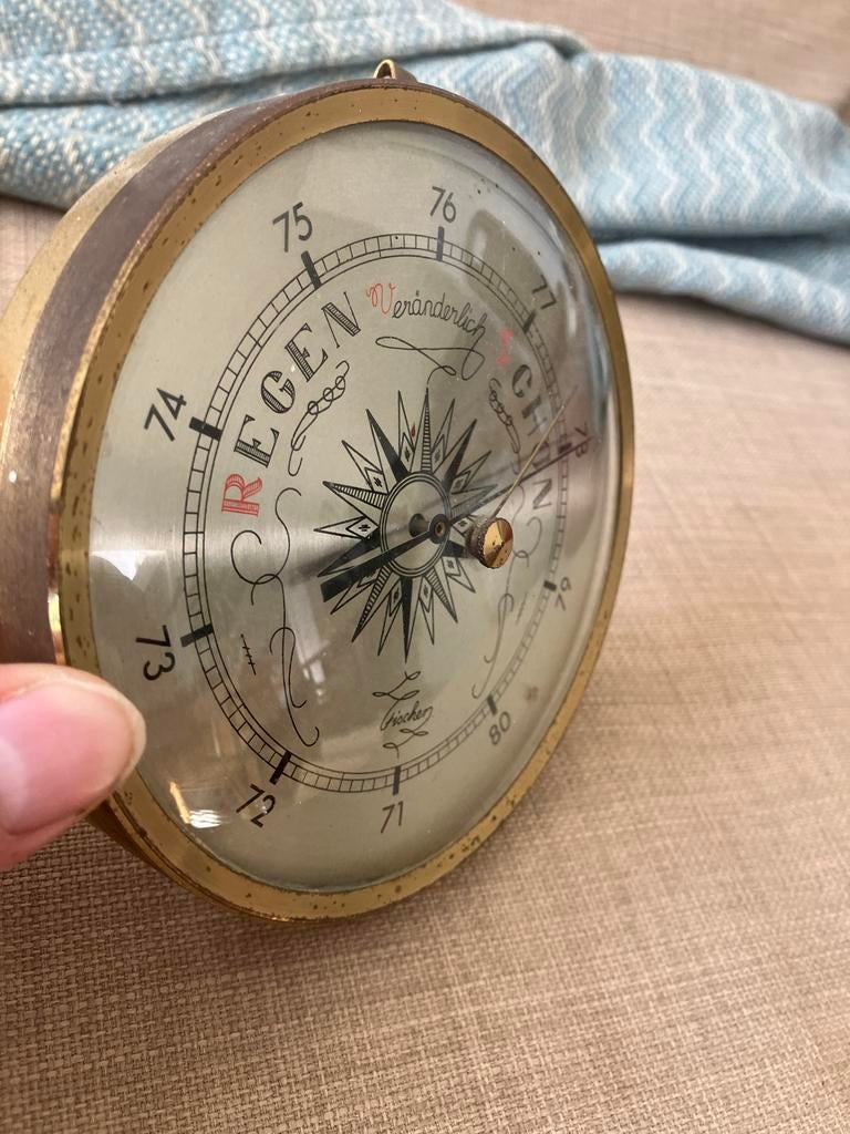 Antieke Barometer - Fischer - Regen, Veranderlijk, Schoon, Ophalen, Gebruikt, Barometer