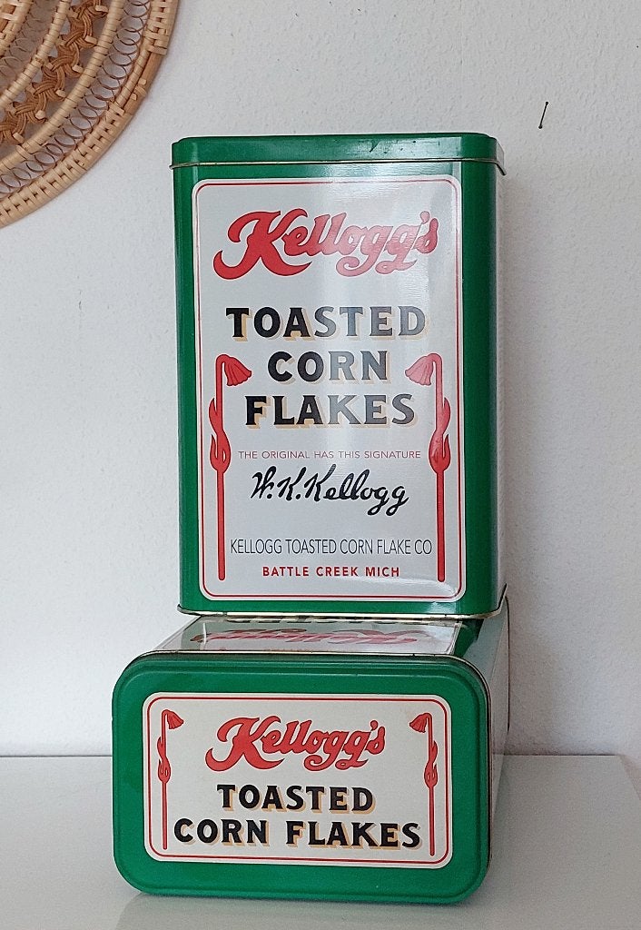 2 x groot blik Kellogg's groen There's a good time coming, Ophalen, Zo goed als nieuw, Overige, Overige merken