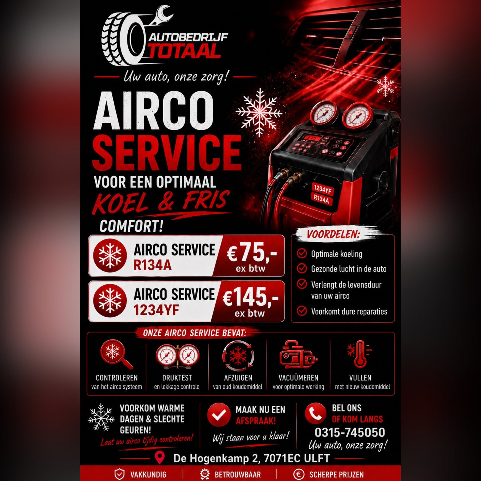 Airco Service R134a & 1234yf - Optimaal Comfort!, Ophalen, Nieuw, Universele onderdelen