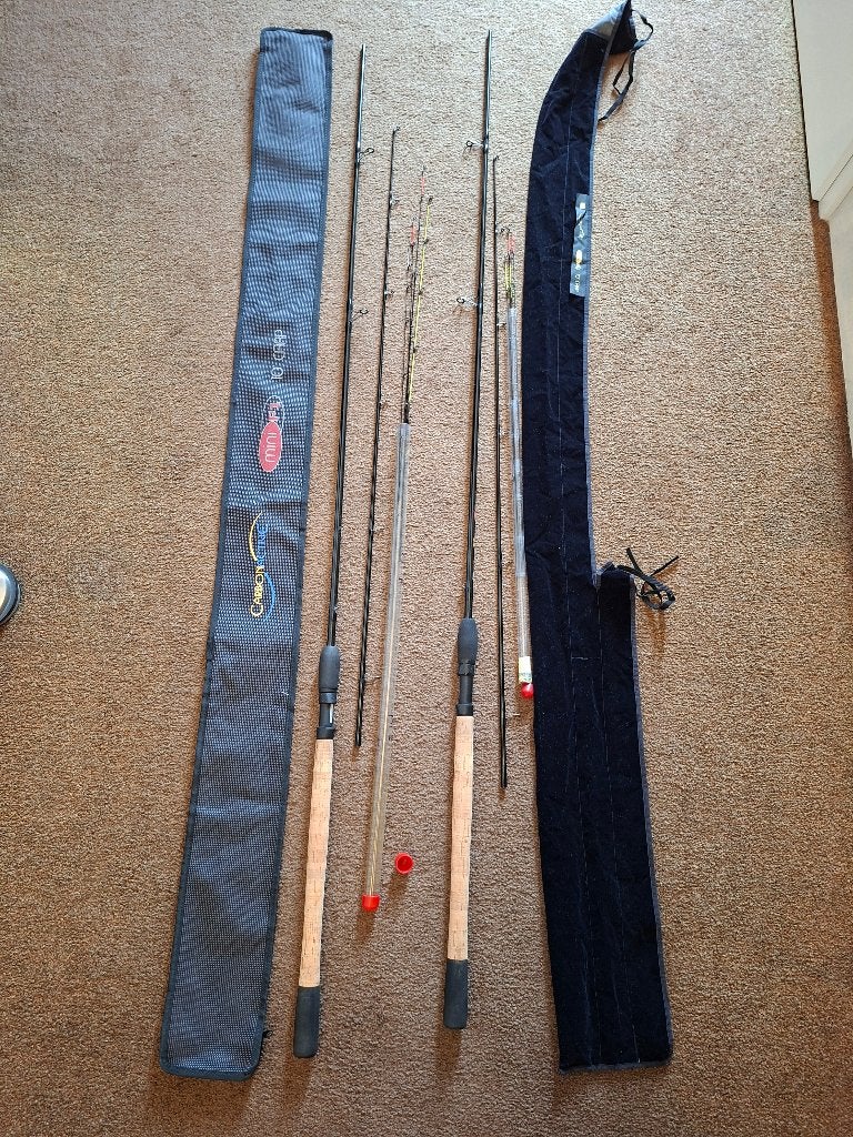 2x Preston Carbon active mini F1 10" Carp, Ophalen, Zo goed als nieuw, Werphengel