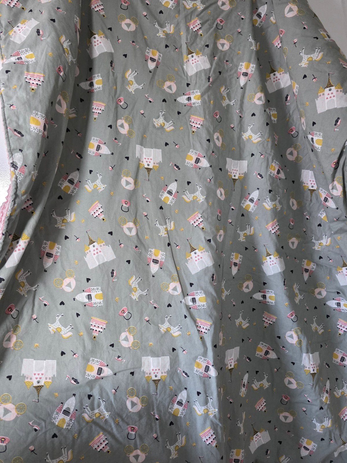 Boxkleed 72x87 cm - Roze wafelstof met print, Ophalen of Verzenden, Zo goed als nieuw