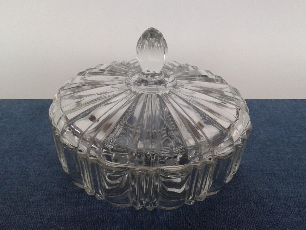 Schaal met Deksel Persglas Art Deco, Antiek en Kunst, Ophalen of Verzenden