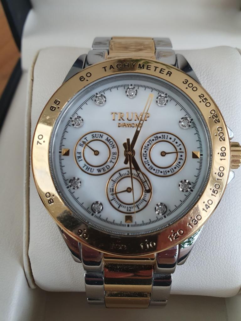 D. TRUMP SIGNATURE VERGULDE HORLOGE diamantjes (wijzerplaat), Overige merken, Staal, Staal, Polshorloge
