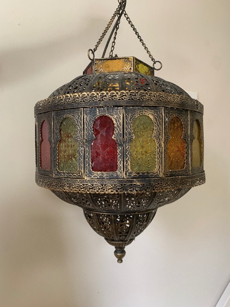 Marokkaanse hanglamp, Ophalen, Gebruikt, Glas