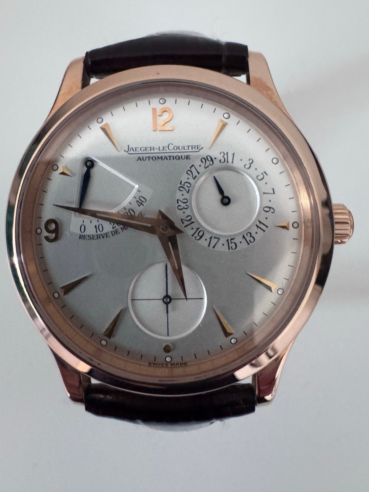 Jaeger-LeCoultre Master Reserve De Marche 18k Roségoud, Sieraden, Tassen en Uiterlijk, Horloges | Heren, Overige merken, Leer