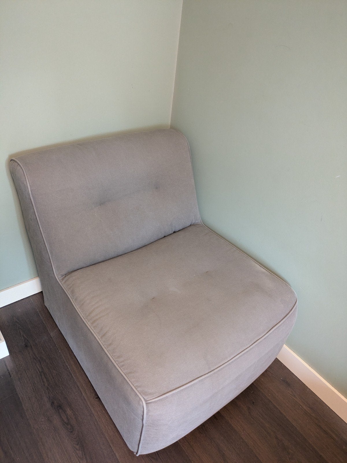 Stoel fauteuil stof beige / grijs poef zit element, Ophalen, Zo goed als nieuw, 75 tot 100 cm, Stof