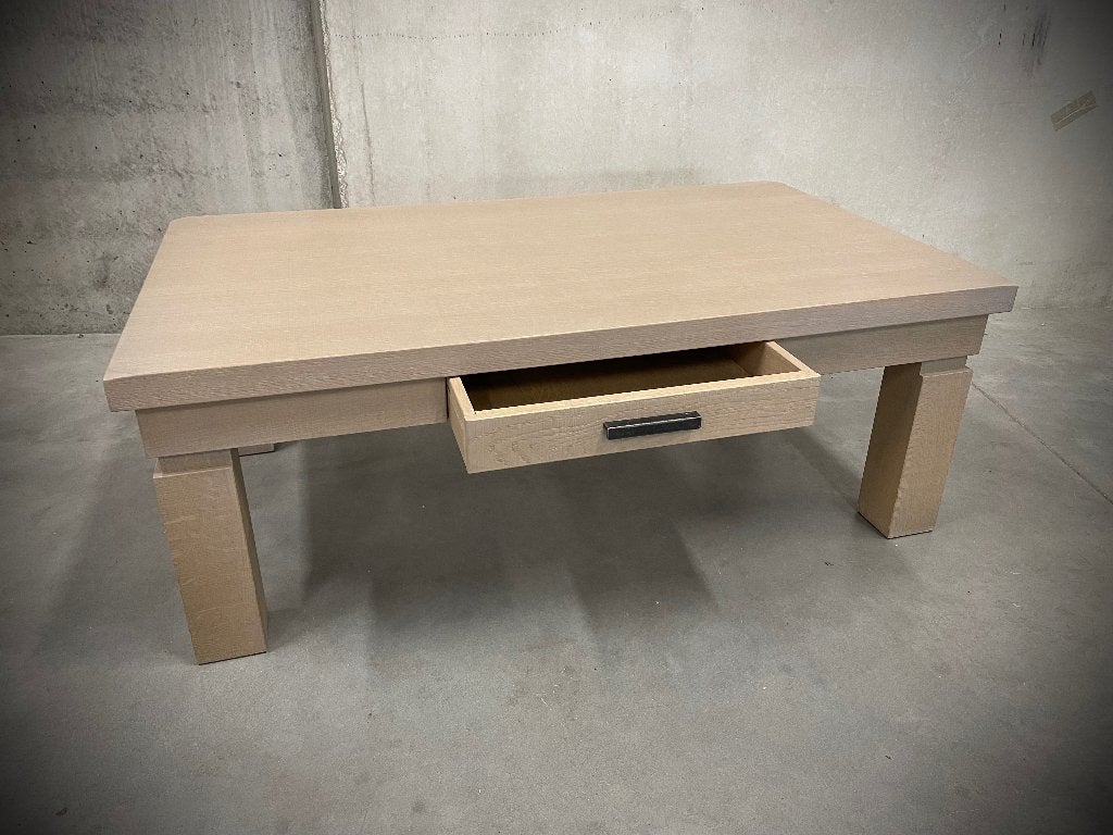 Salontafel kaprun in eik / ALS NIEUW, Ophalen, 100 tot 150 cm, Eikenhout, 50 tot 100 cm