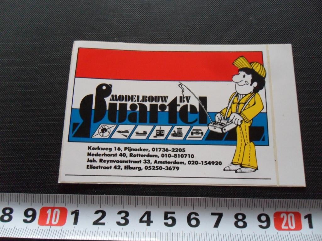 sticker QUARTEL Modelbouw bv Pijnacker Rotterdam Elburg Ams*, Verzamelen, Ophalen, Zo goed als nieuw