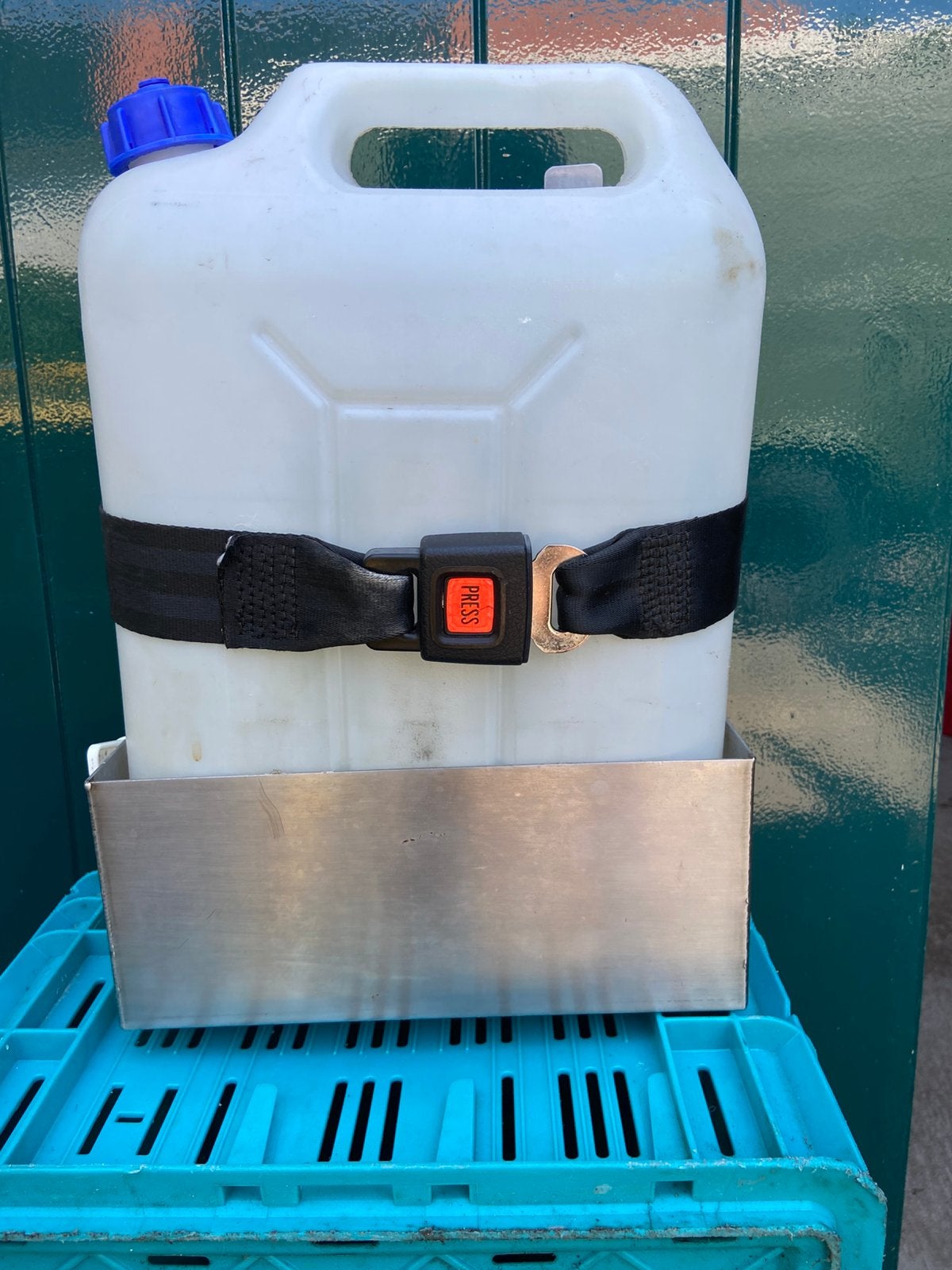 Handgemaakt rvs waterreservoir-houder voor een camper, Ophalen of Verzenden, Gebruikt