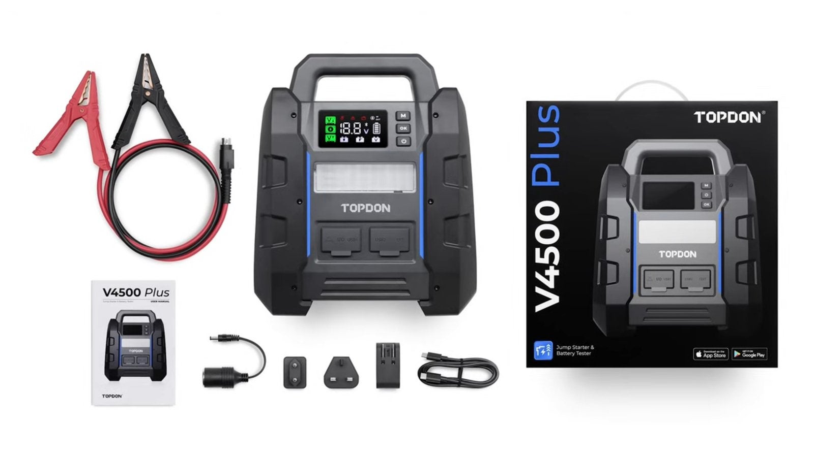 Topdon V4500+ Jumpstarter & accu tester in een, Ophalen of Verzenden